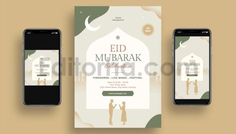 دانلود مجموعه لایه باز قالب اینستاگرام جشن رمضان Eid Mubarak Flyer