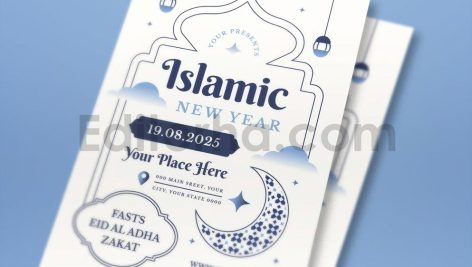 دانلود مجموعه لایه باز قالب اینستاگرام عید مسلمانان Islamic New Year Flyer Set