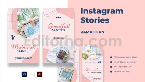 دانلود مجموعه لایه باز قالب اینستاگرام ماه رمضان Ramadan Instagram Stories