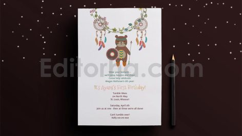 دانلود فایل لایه باز کارت دعوت تولد ساده کودکانه Birthday Party Invitation