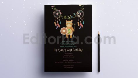 دانلود فایل لایه باز کارت دعوت تولد ساده کودکانه Birthday Party Invitation