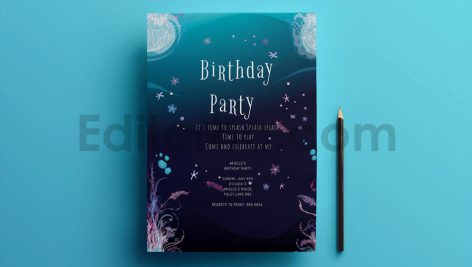 دانلود فایل لایه باز کارت دعوت تولد شیک Birthday invitation card
