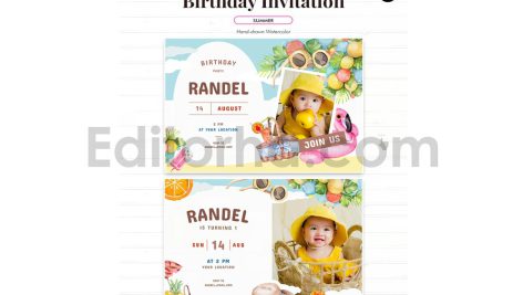 دانلود فایل لایه باز کارت دعوت تولد تم تابستانی birthday invitation card