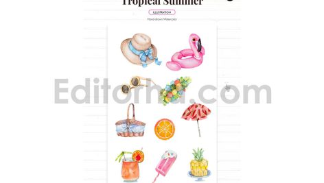 دانلود فایل لایه باز کارت دعوت تولد تم تابستانی birthday invitation card