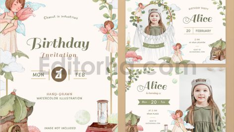 دانلود فایل لایه باز کارت دعوت تولد با تم خاص birthday invitation card