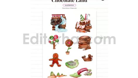 دانلود فایل لایه باز کارت دعوت تولد با تم سرزمین شکلاتی birthday invitation card