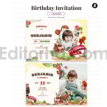 دانلود فایل لایه باز کارت دعوت تولد با تم سرزمین شکلاتی birthday invitation card