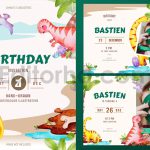 دانلود فایل لایه باز کارت دعوت تولد با طرح دایناسور birthday invitation card