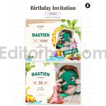 دانلود فایل لایه باز کارت دعوت تولد با طرح دایناسور birthday invitation card