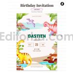 دانلود فایل لایه باز کارت دعوت تولد با طرح دایناسور birthday invitation card