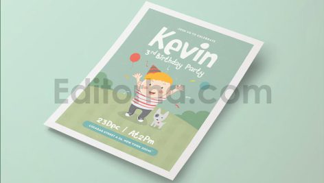 دانلود فایل لایه باز کارت دعوت تولد بامزه Happy Birthday invitation