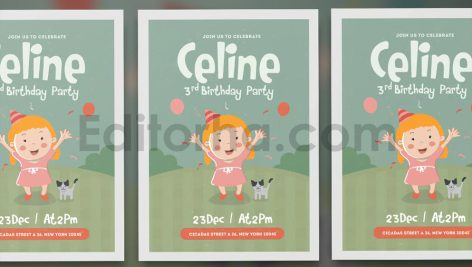 دانلود فایل لایه باز کارت دعوت تولد بامزه Happy Birthday invitation