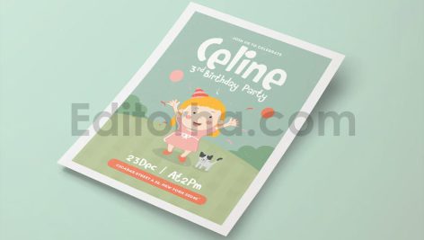 دانلود فایل لایه باز کارت دعوت تولد بامزه Happy Birthday invitation