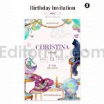 دانلود فایل لایه باز کارت دعوت تولد تم جادوگر birthday invitation card