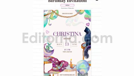 دانلود فایل لایه باز کارت دعوت تولد تم جادوگر birthday invitation card