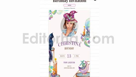 دانلود فایل لایه باز کارت دعوت تولد تم جادوگر birthday invitation card