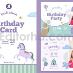 دانلود فایل لایه باز کارت دعوت تولد تم سیرک birthday invitation card