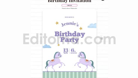 دانلود فایل لایه باز کارت دعوت تولد تم سیرک birthday invitation card