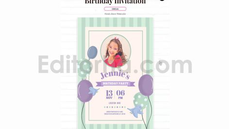 دانلود فایل لایه باز کارت دعوت تولد تم سیرک birthday invitation card