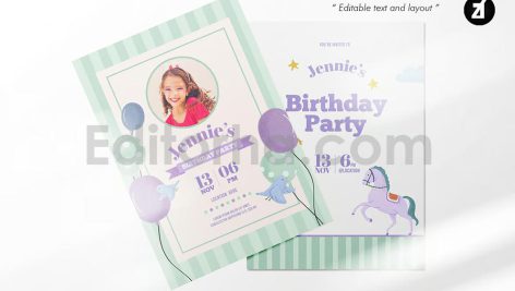 دانلود فایل لایه باز کارت دعوت تولد تم سیرک birthday invitation card