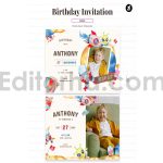 دانلود فایل لایه باز کارت دعوت تولد تم فضا و کهکشان birthday invitation card