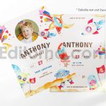دانلود فایل لایه باز کارت دعوت تولد تم فضا و کهکشان birthday invitation card