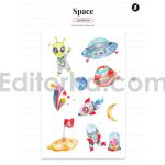 دانلود فایل لایه باز کارت دعوت تولد تم فضا و کهکشان birthday invitation card