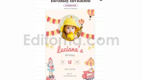دانلود فایل لایه باز کارت دعوت تولد تم پارک تفریحی birthday invitation card