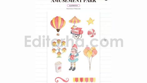 دانلود فایل لایه باز کارت دعوت تولد تم پارک تفریحی birthday invitation card