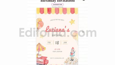 دانلود فایل لایه باز کارت دعوت تولد تم پارک تفریحی birthday invitation card