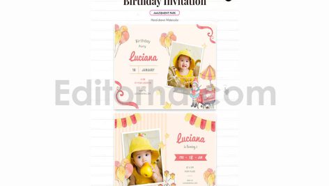 دانلود فایل لایه باز کارت دعوت تولد تم پارک تفریحی birthday invitation card