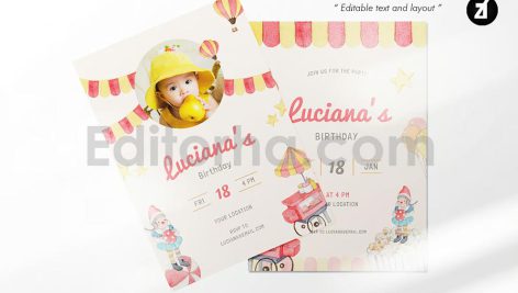 دانلود فایل لایه باز کارت دعوت تولد تم پارک تفریحی birthday invitation card