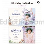 دانلود فایل لایه باز کارت دعوت تولد تم پری دریایی birthday invitation card