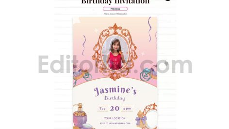 دانلود فایل لایه باز کارت دعوت تولد دخترونه birthday invitation card