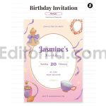 دانلود فایل لایه باز کارت دعوت تولد دخترونه birthday invitation card
