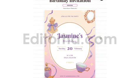 دانلود فایل لایه باز کارت دعوت تولد دخترونه birthday invitation card