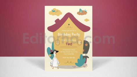 دانلود فایل لایه باز کارت دعوت تولد کودکانه Birthday Invitation