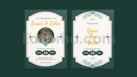 دانلود لایه باز کارت دعوت عروسی زیبا Elegant Wedding Invitation Template