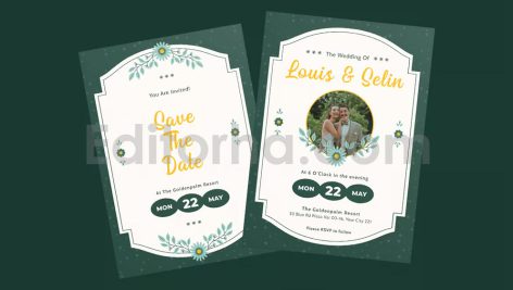 دانلود لایه باز کارت دعوت عروسی زیبا Elegant Wedding Invitation Template