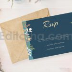 دانلود لایه باز مجموعه کارت دعوت عروسی آبی با تزئین گل Wedding Invitation