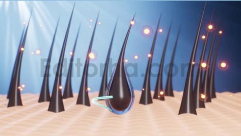 فوتیج انیمیشن سه بعدی تبلیغات اثر شامپو یا نرم کننده روی مو