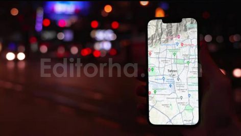 فوتیج نقشه شهر تهران روی تلفن همراه