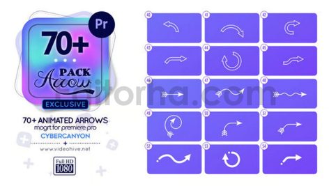 دانلود پروژه آماده پریمیر: پکیج 70تایی فلش انیمیشن Arrow Pack Mogrt