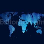 دانلود بک گراند نقشه جهان با بافت گرانج آبی تیره