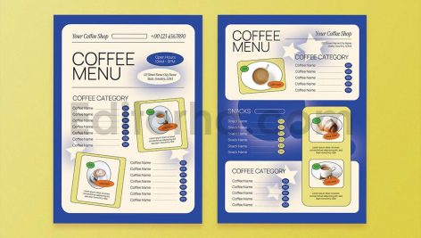 دانلود لایه باز منو آبی کافه Blue Food Menu Coffee Shop