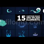 دانلود پروژه آماده پریمیر: المان آماده کارتونی با موسیقی Cartoon Wave And Splash Elements