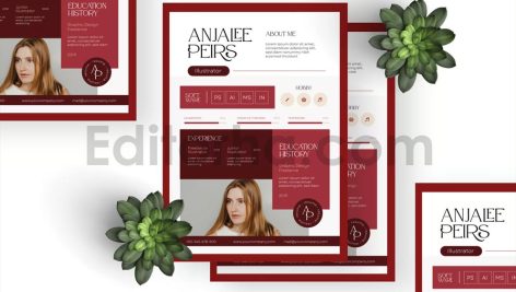 دانلود فایل لایه باز رزومه با تم قرمز clean red resume