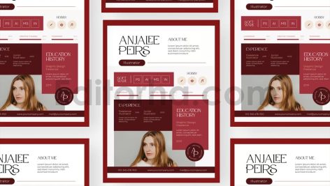 دانلود فایل لایه باز رزومه با تم قرمز clean red resume