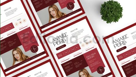 دانلود فایل لایه باز رزومه با تم قرمز clean red resume