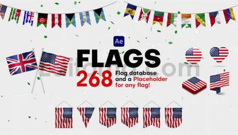 دانلود پروژه آماده افترافکت: 268 پرچم کشور Flags for After Effects